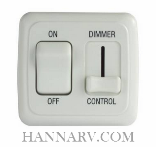 JR Products 12065 Dimmer-On-Off Rocker Switch Assembly with Bezel - White